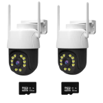 2бр Безжична въртяща WiFi камера LYLU 10MP (iCsee) +2бр КАРТА SD 64 GB